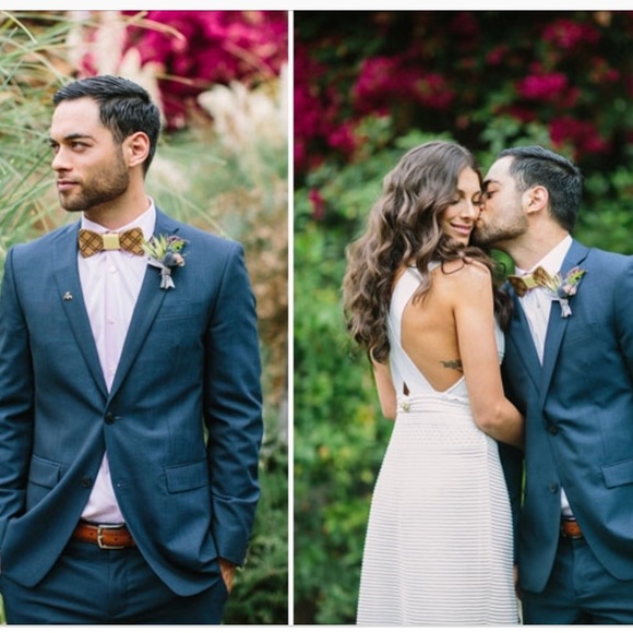 HandCarved KOA Wood BowTie Matching Cufflinks - Picture 4 of 7